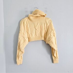 Urban Outfitters Out From Under Light Yellow Crop Turtleneck Sweater | Small